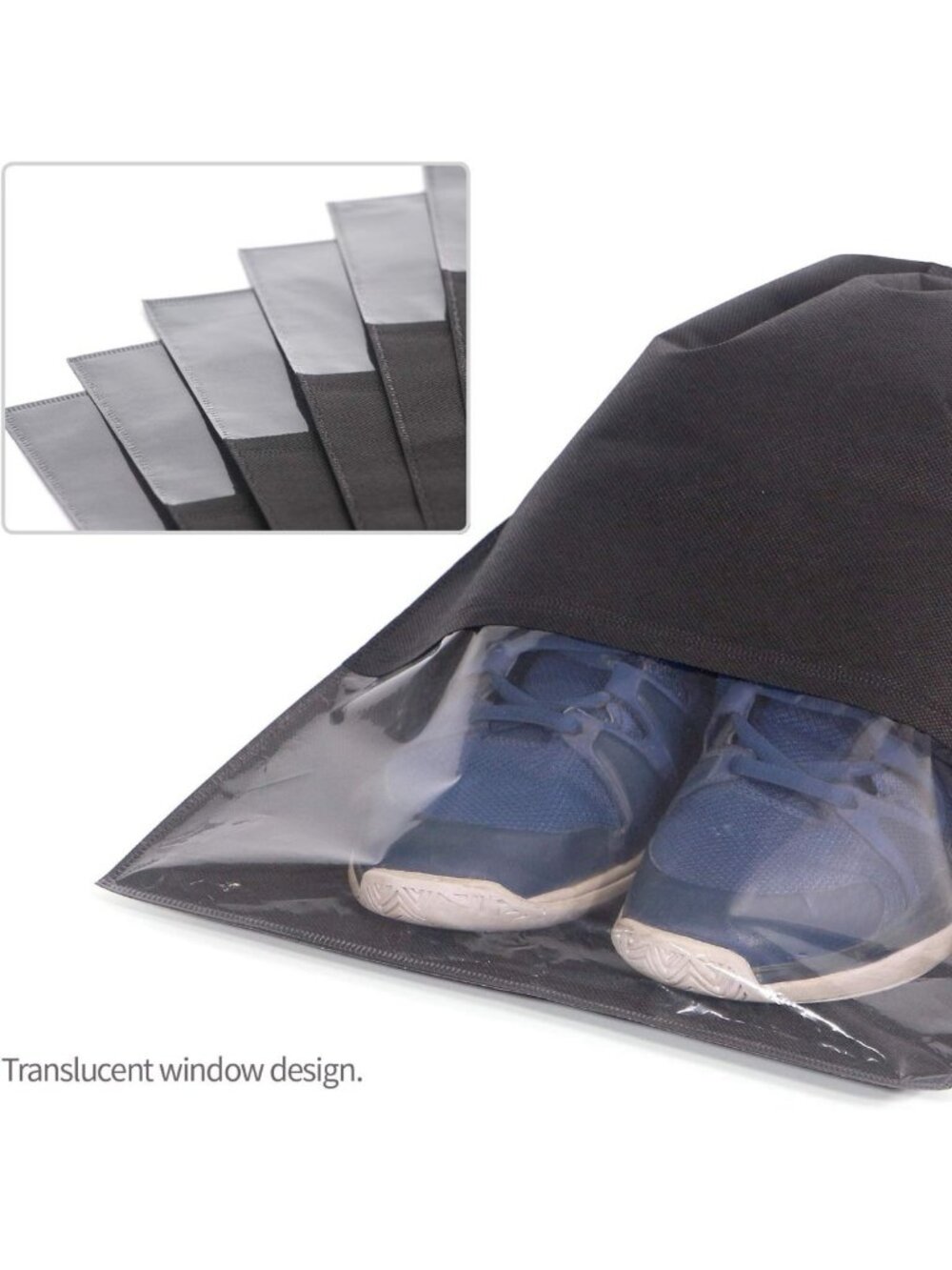 12PCS Travel Shoe Bags with Rope - Large Storage Pouches for Men & Women, Black - Picture 3 of 7